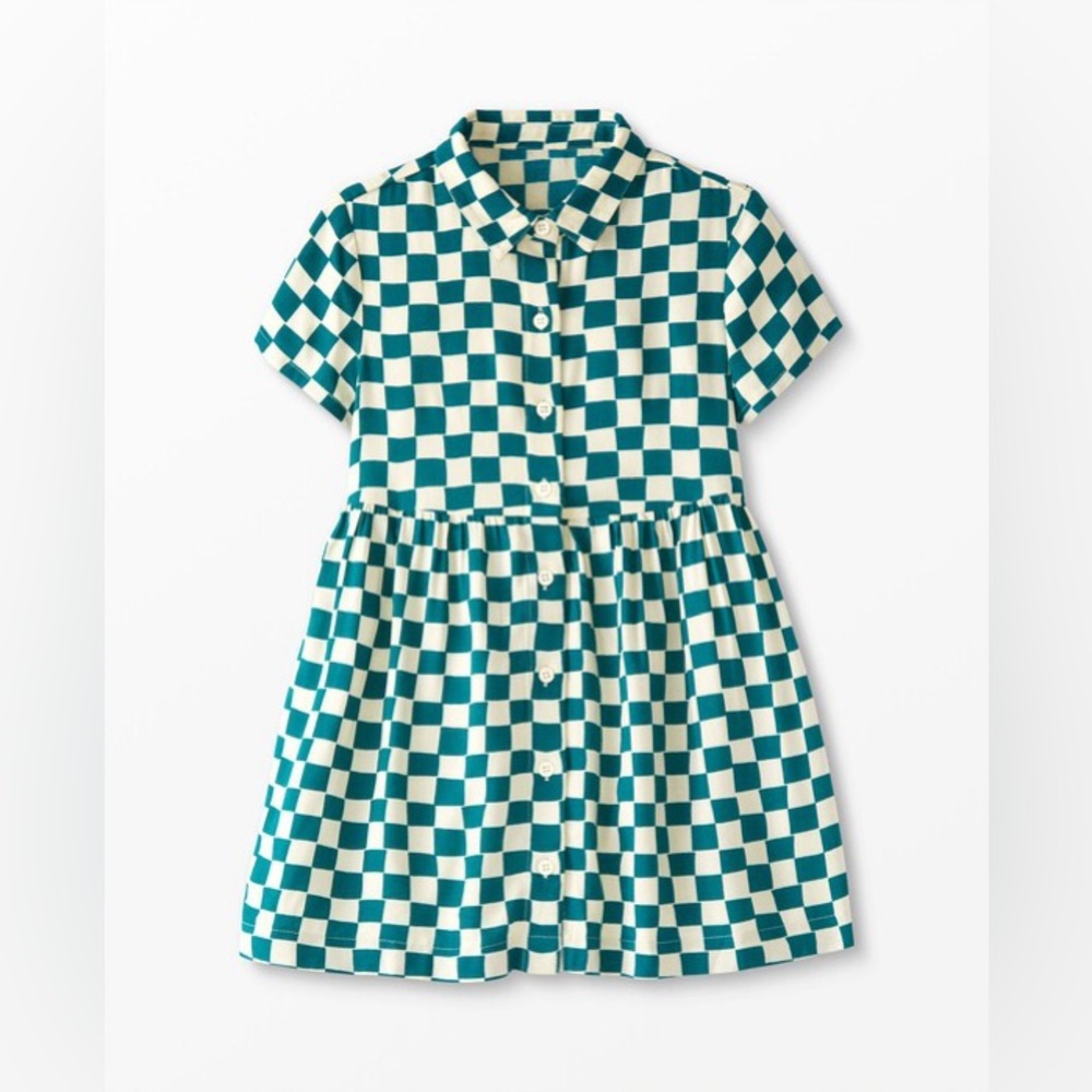 Checkered Green and White Dress